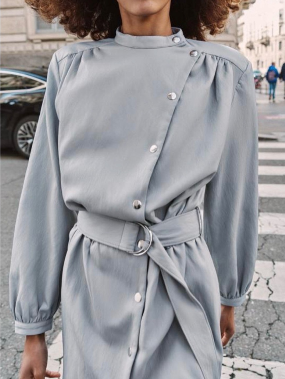 Pleather Effect belted Minidress with Snaps - Picture 8 of 8